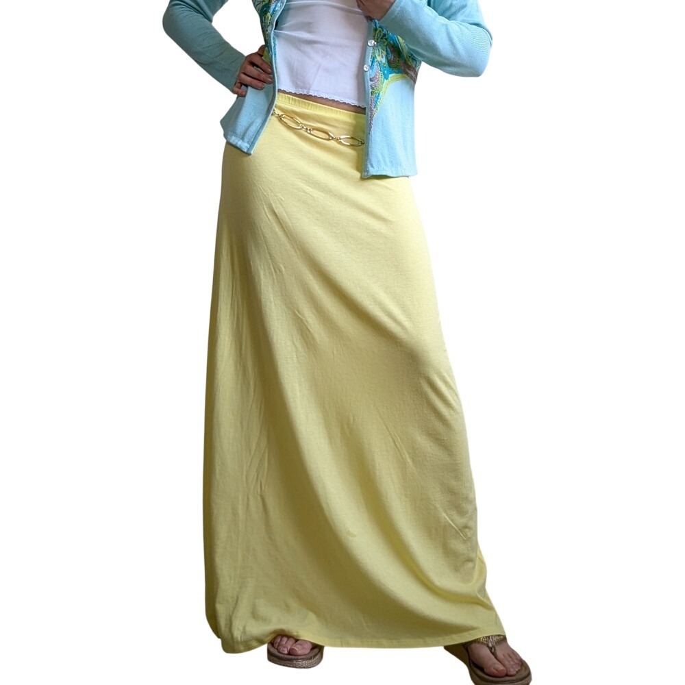 Victoria Secret Y2K Feminine Butter Yellow Cotton Maxi Skirt
